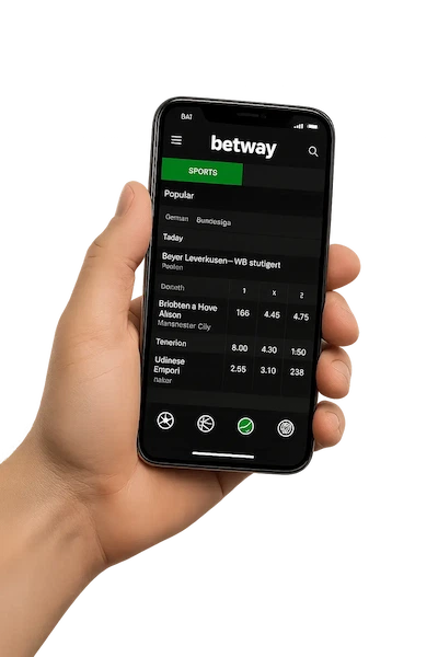 Betway app icons on iOS and Android with a support chat bubble